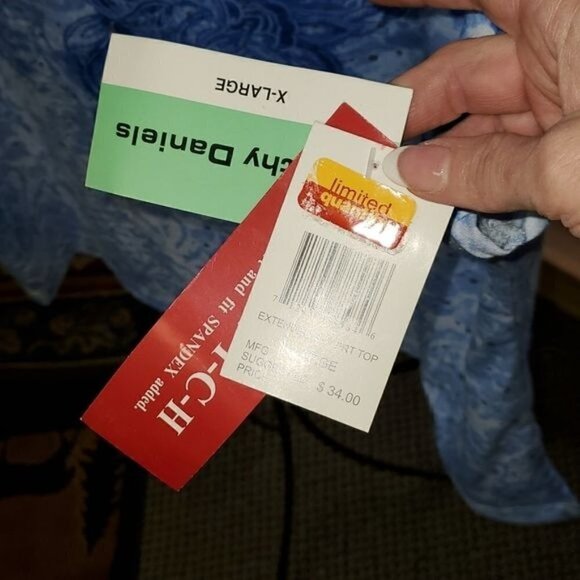 Cathy Daniels Stretch Spandex Embellished Graphic Floral Short Sleeve Sz L Top - Picture 5 of 9